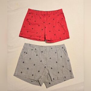 British Khaki Anchor Shorts Set Women SZ. 8